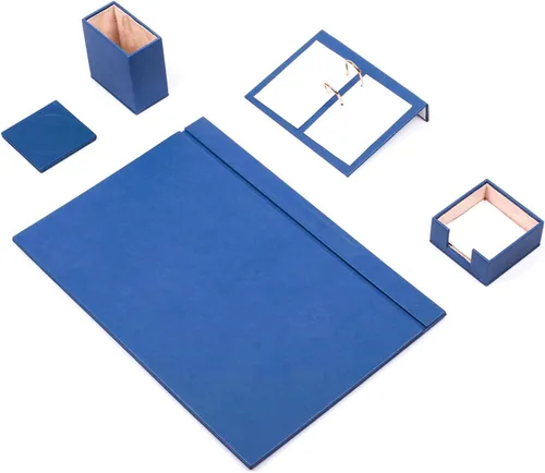 Miniatura 17 de MOOGCO Juego de escritorio de cuero, almohadilla de escritorio, soporte para papel de notas, soporte para bolígrafos, posavasos de cuero, soporte