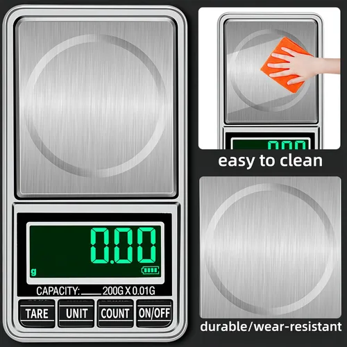 Miniatura 3 de Báscula digital de bolsillo para joyería de 7.05 oz, 0.00 oz, precisión recargable por USB, portátil, mini gramo, báscula de alimentos para moneda