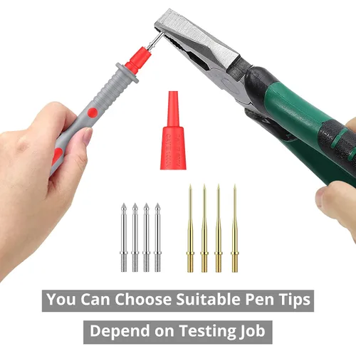 Miniatura 4 de Kit de cables de prueba múltiple Proster - Cable de prueba de multímetro eléctrico con pinzas de caimán, sonda de prueba, agarre de resorte, enchufe