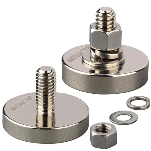 Miniatura 9 de MUTUACTOR Imanes fuertes y resistentes, imán de goma de neodimio antiarañazos de 60 libras 1/4-20 macho roscado, paquete de 2 potentes imanes
