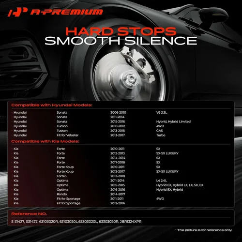 Miniatura 2 de A-Premium Rotores de freno de disco perforados y ranurados delanteros de 11.81 pulgadas (11.811 in) compatibles con modelos seleccionados de Hyundai