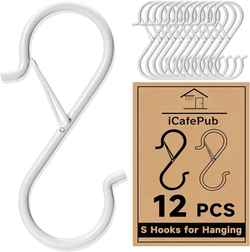 Miniatura 13 de 24 piezas de ganchos en S para colgar con hebilla de seguridad, ganchos en S de metal resistentes de 3.5 pulgadas para utensilios de cocina, tazas