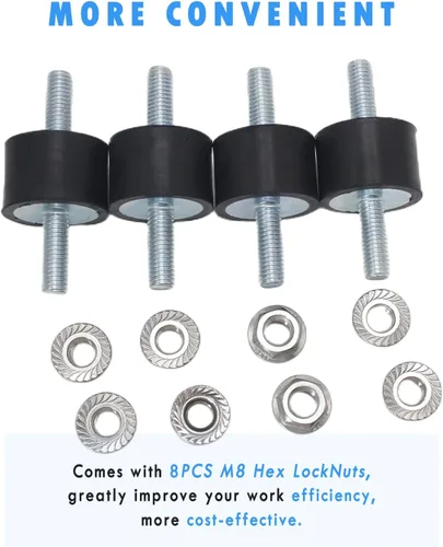 Miniatura 6 de Tornillos de goma M8 amortiguadores antivibración aislador soportes cilíndricos de goma para compresores de aire, motores diésel, 4 unidades M8 x 23
