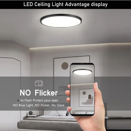 Miniatura 2 de Paquete de 6 lámparas de techo LED de montaje empotrado de 12 pulgadas 3200LM, lámpara de techo delgada de 28W redonda de montaje en superficie