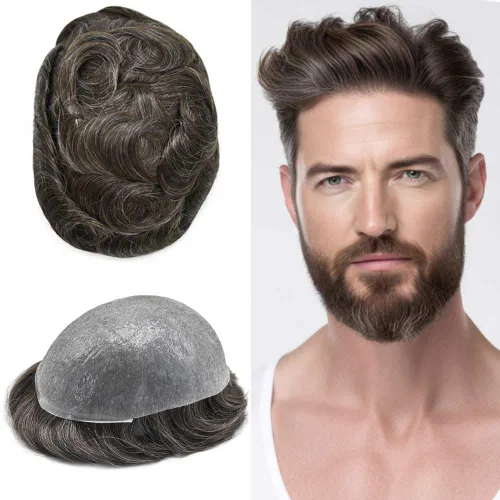 Miniatura 63 de Hombres Toupee Hair Thin Skin Men Human Hair Piece Men Toupee Cabello humano V-loop de aspecto natural Toupee Hombres Hairpiece Men Hair System