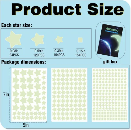 Miniatura 6 de Calcomanías de pared que brillan en la oscuridad, estrellas brillantes para techo y pared, perfectas para techo, pared, habitación o fiesta de Azul