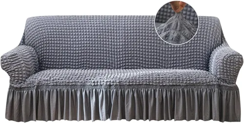 Miniatura 19 de Jeloris Funda Protectora Elástica para Sofá de Dos Plazas de Fácil Ajuste con Falda, Protector de Muebles Universal Duradero Lavable de Alta Beige