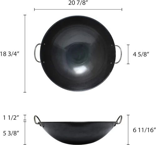 Miniatura 3 de TrueCraftware - Wok con borde curvado de acero de 19 pulgadas - Sartén para freír cocina china, japonesa y cantonesa Sartén para freír woks