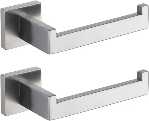 Miniatura 13 de TASTOS Soporte de papel higiénico de cromo pulido SUS304 de acero inoxidable, moderno soporte cuadrado de medio abierto para baño de 5 pulgadas