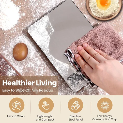 Miniatura 9 de Báscula de alimentos, báscula de cocina de 11 libras con precisión de 0.05 oz/1 g, 6 unidades de función de tara y pantalla LCD, báscula digital
