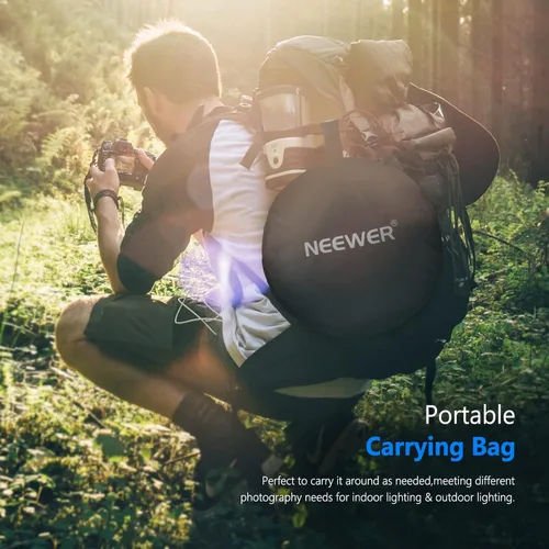 Miniatura 6 de NEEWER Reflectores de luz de 80x120cm para fotografía de 31"x47", portátiles 5 en 1 plegables con bolsa - Difusor translúcido, plateado, dorado