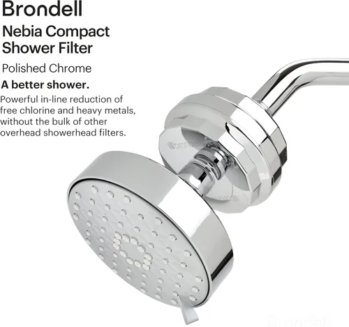 Miniatura 2 de Brondell Filtro de ducha VivaSpring, cromado pulido compacto – Alto rendimiento, 100% filtración KDF de alta pureza, con cartucho de filtro FF-30