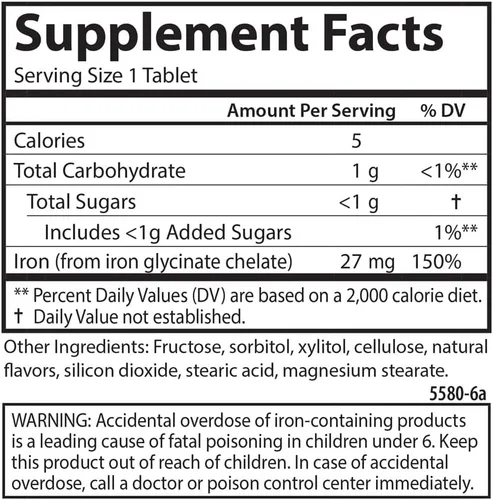 Miniatura 4 de Carlson Hierro masticable 27 mg, uva, salud de la sangre, 30 tabletas