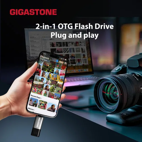 Miniatura 5 de GIGASTONE - Unidad flash USB dual de 128 GB, USB 3.2 Gen 1, USB C+A 2 en 1, velocidad de hasta 100 MB/s, diseño de tapa de cabeza, Plug & Play