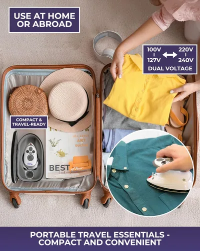 Miniatura 7 de The Quilted Bear Mini Plancha, Soporte y Alfombrilla para Planchar - Mini Plancha de Vapor Ligera con Estuche de Viaje de Carcasa Rígida, Soporte