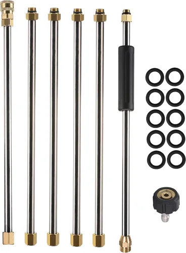 Tool Daily - Vara de extensión para lavadora a presión, lanza de lavadora eléctrica de 90 pulgadas, conexión rápida de 1/4 pulgada, M22, 4000 PSI