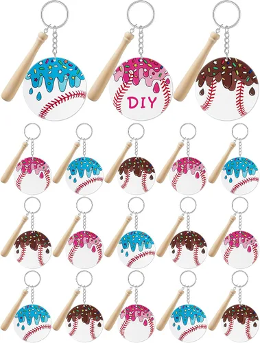 Taiyin 18 juegos de llaveros acrílicos de béisbol y sóftbol a granel para bolsa de pelotas de bricolaje, regalos de fiesta deportiva, mini dijes