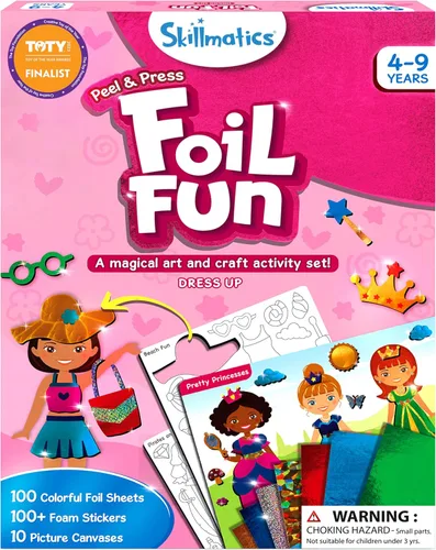 Skillmatics Foil Fun - Vestirse, Arte sin Desorden para Niños, Kits de Manualidades y Suministros, Actividad Creativa DIY, Juguetes de Viaje,