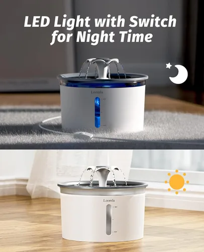 Miniatura 2 de Loomla Fuente de agua para gatos, fuente de agua para mascotas de 85 onzas / 2.5 litros en interiores, dispensador automático de agua para perros
