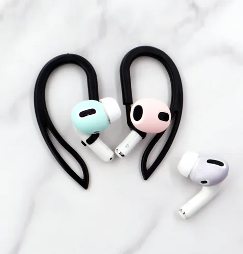Miniatura 6 de 2 pares de ganchos para las orejas compatibles con AirPods 3, 2, 1 y Pro, rotación de 360, longitud ajustable, antideslizante para deportes al aire