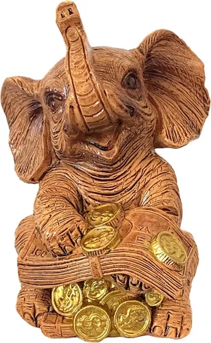 Betterdecor Estatua de elefante para tronco, resina de grano de madera realista, decoración simbólica para el hogar y la oficina, una sola pieza en