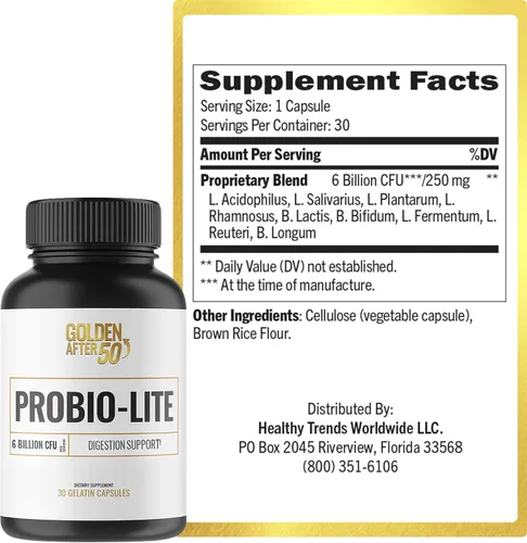 Miniatura 2 de Golden After 50 Probio-Lite - para la salud intestinal y el apoyo a la digestión - Probióticos para hombres y mujeres - 30 cápsulas de gelatina