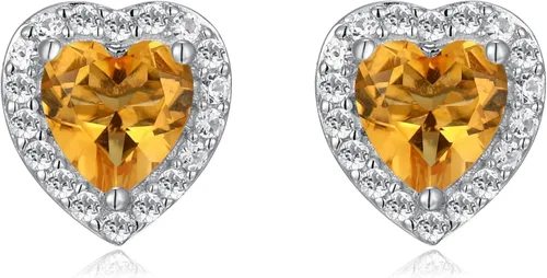 Miniatura 21 de Amazon Essentials Aretes de plata de ley con halo de corazón de zafiro blanco, (anteriormente colección Amazon)