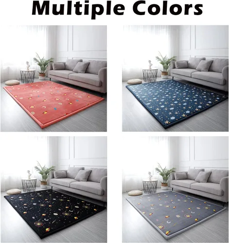 Miniatura 8 de Loartee Alfombra de Área de Terciopelo Coral – Tapete de Juego para Bebé de Espuma Viscoelástica de 1 pulgada de grosor, alfombra lavable para niños
