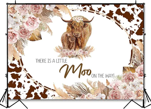 Miniatura 4 de Avezano Highland Cows - Telón de fondo de algodón marrón para baby shower, 7 x 5 pies (84 pulgadas de ancho x 60 pulgadas de alto) para niños