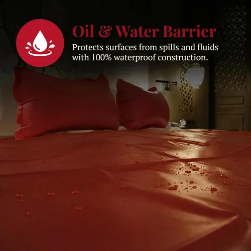 Miniatura 3 de Zishine Protector de colchón de vinilo King para masaje de aceite, colchón de masaje Nuru de 83 x 83 pulgadas, sábanas impermeables con almohada
