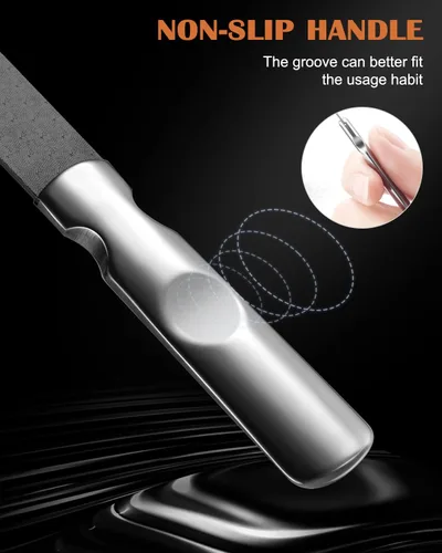 Miniatura 4 de FVION Limas de uñas de metal profesionales, 2 piezas, doble cara, acero inoxidable, grano grueso y fino, juego de herramientas de manicura y pedicura