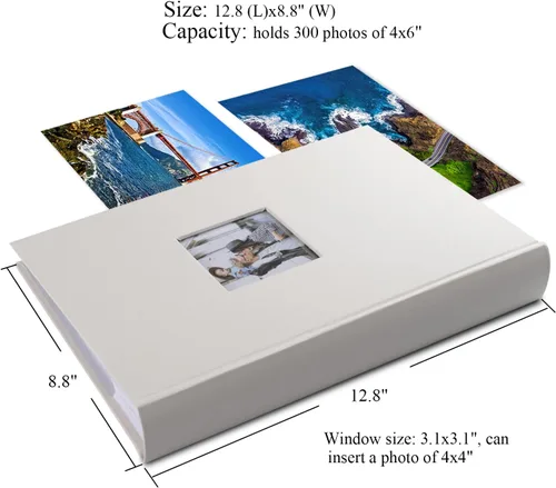 Miniatura 5 de 1DOT2 Álbum de Fotos de Tela de Lujo 4x6 con Espacio para Escribir, Bolsillos Libres de Ácido, Capacidad para 300 Fotos con Memo, 3 por Página