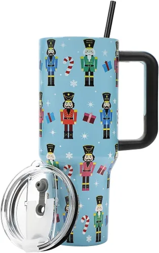 Miniatura 9 de Bioworld Grinch Grinning Face - Vaso de acero inoxidable con asa (40 onzas), color verde Grinch Sonriendo Cara