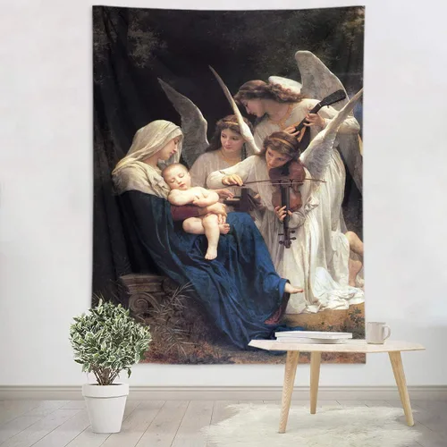 HVEST Tapiz cristiano para colgar en la pared, tapiz navideño para colgar en la pared, tapiz de Jesús para dormitorio, habitación, decoración de