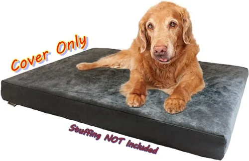 Miniatura 4 de Dogbed4less 35 x 20 x 4 pulgadas. Tamaño pequeño y mediano: funda de repuesto externa de tela de gamuza en color gris con forro de cremallera