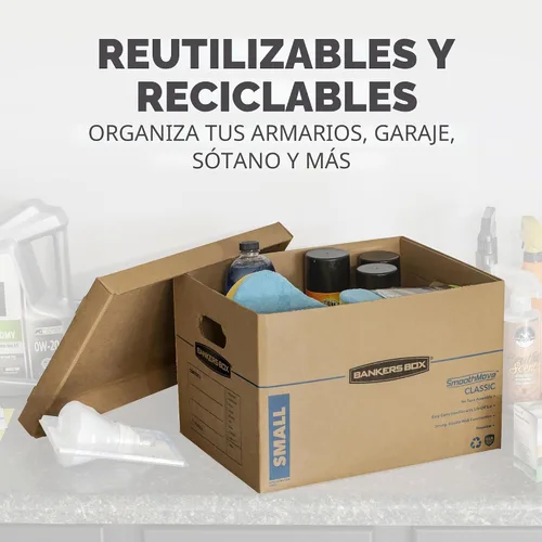 Miniatura 7 de Bankers Box Caja de mudanza clásica mediana de 8 unidades, asas reforzadas, montaje sin cinta, caja con tapa, 19 x 14.5 x 15.5 pulgadas (7717201)