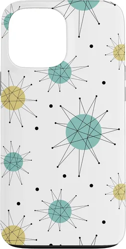 Funda con diseño de época atómica moderna de mediados de siglo para iPhone 13 Pro Max Franciscan Starburst