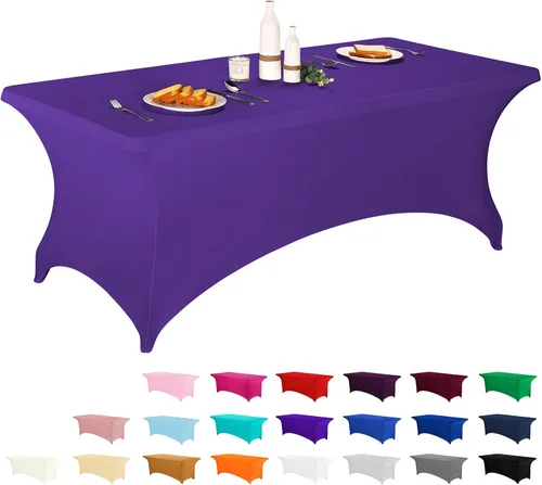 Miniatura 72 de LZY Cubierta de Mesa Elástica Ajustable de Spandex para Mesa Plegable de 6 pies, 4 pies o 8 pies, Mantel de Cóctel Rectangular, Perfecto para Champn