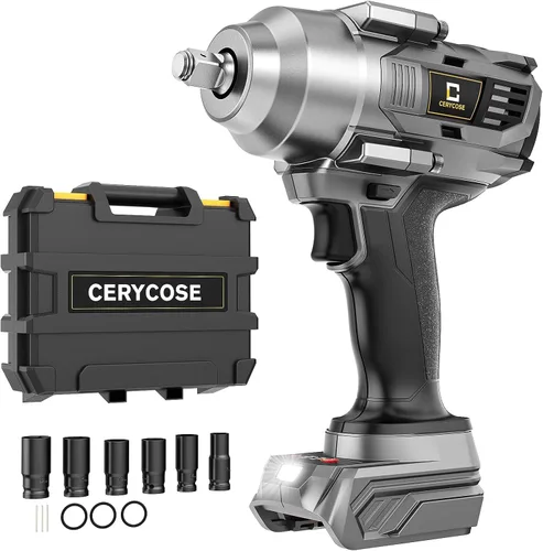 Miniatura 11 de Llave de impacto inalámbrica de 1/2 pulgada compatible con batería Dewalt, 1000 pie-libras (1360 N.m) pistola de impacto eléctrica sin escobillas