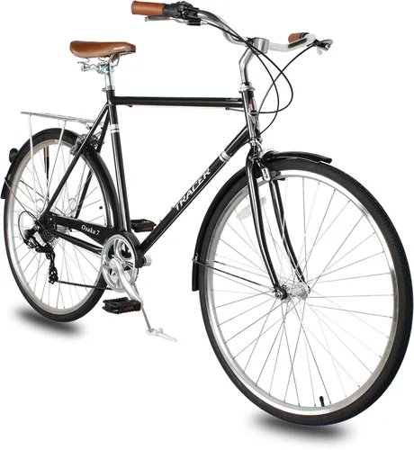 Miniatura 10 de Tracer Osaka - Bicicletas híbridas, marco de acero, Shimano Nexus Inter 3/7 velocidades, agarre marrón asiento marrón, bicicleta de carretera, Rojo