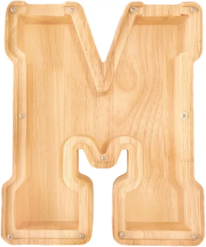 Miniatura 17 de Alcancía de 26 letras del alfabeto inglés A-Z, alcancía de madera transparente de gran capacidad, caja de ahorro de monedas personalizada