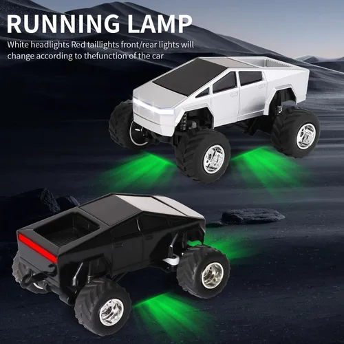 Miniatura 2 de Mini camión RC, camión monstruo a escala 1:64, auto de control remoto con luces, 2.4 GHz y control remoto por aplicación, mini autos RC recargables