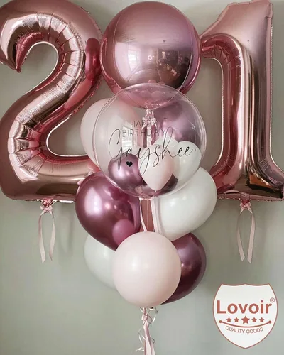 Miniatura 4 de Lovoir Globo de oro rosa de 40 pulgadas con el número 12 de 21 dígitos gigantes de papel de aluminio Mylar para helio de 12º cumpleaños y 21 años