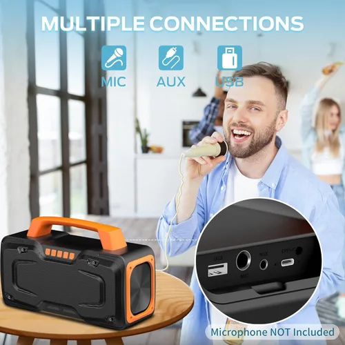 Miniatura 3 de BUGANI M118 - Bocina Bluetooth transportable, 50 W de gran potencia, carga rápida, entrada de micrófono, altavoz Bluetooth para exteriores, fiestas