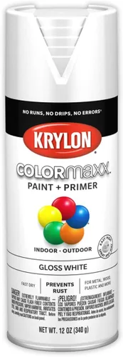 Miniatura 2 de Krylon K05545007 COLORmaxx Pintura en aerosol y base para uso en interiores y exteriores, color blanco brillante 12 onzas (paquete de 1)