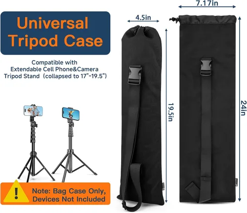 Miniatura 2 de Funda de transporte de viaje para selfie stick todo en uno, soporte extensible para trípode para teléfono celular con control remoto, bolsa