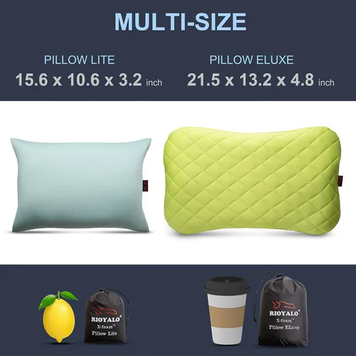 Miniatura 6 de X-Foam ELuxe - Almohada inflable para acampar con funda de espuma extraíble, cómoda, lavable, ultraligera, portátil, soporte lumbar para el cuello