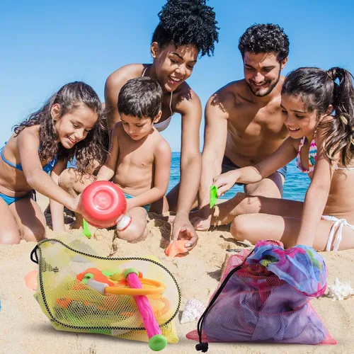 Miniatura 4 de PLULON 12 bolsas de malla con cordón de malla para lavandería, bolsa de nailon con cordón de 13 x 15.5 pulgadas para piscina, playa, bolas