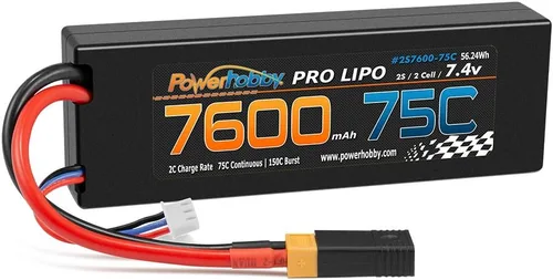 Miniatura 7 de Powerhobby 2S 7.4v 7600mah 75c Lipo Batería con enchufe XT60 + adaptador compatible con: Slash 4x4 4WD 2WD Stampede Rustler E-Revo E-Maxx Spartan