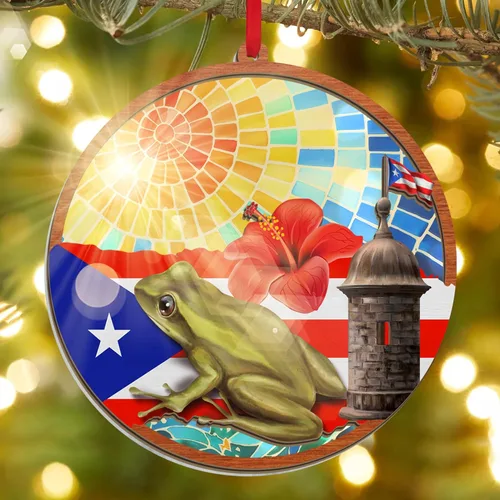 Miniatura 15 de FLAGWIX Regalos de Navidad de Puerto Rico para mujeres y hombres, adornos de madera 2025 para decoración de árboles, adorno de Navidad de Puerto
